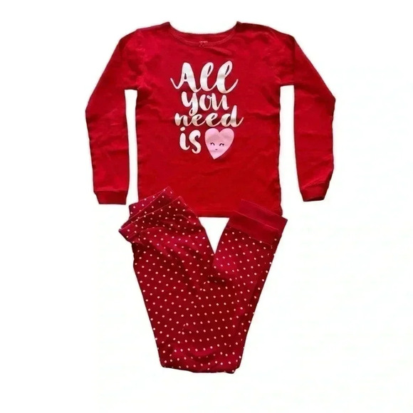 Carter’s Red Long Sleeves Girls Pajama Set SZ 12 #2088 - Picture 1 of 5